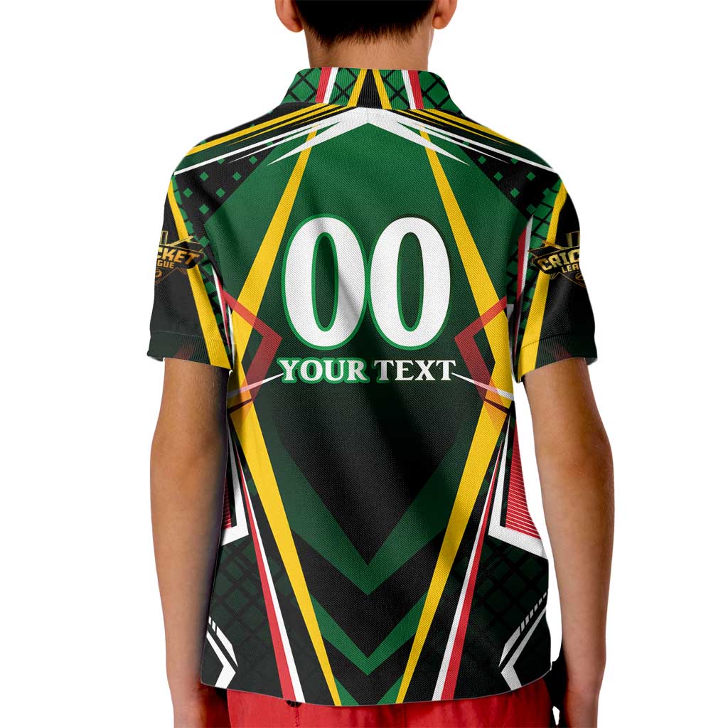 Personalised St Kitts and Nevis Cricket Patriots Kid Polo Shirt Rising with Caribbean Battlefield