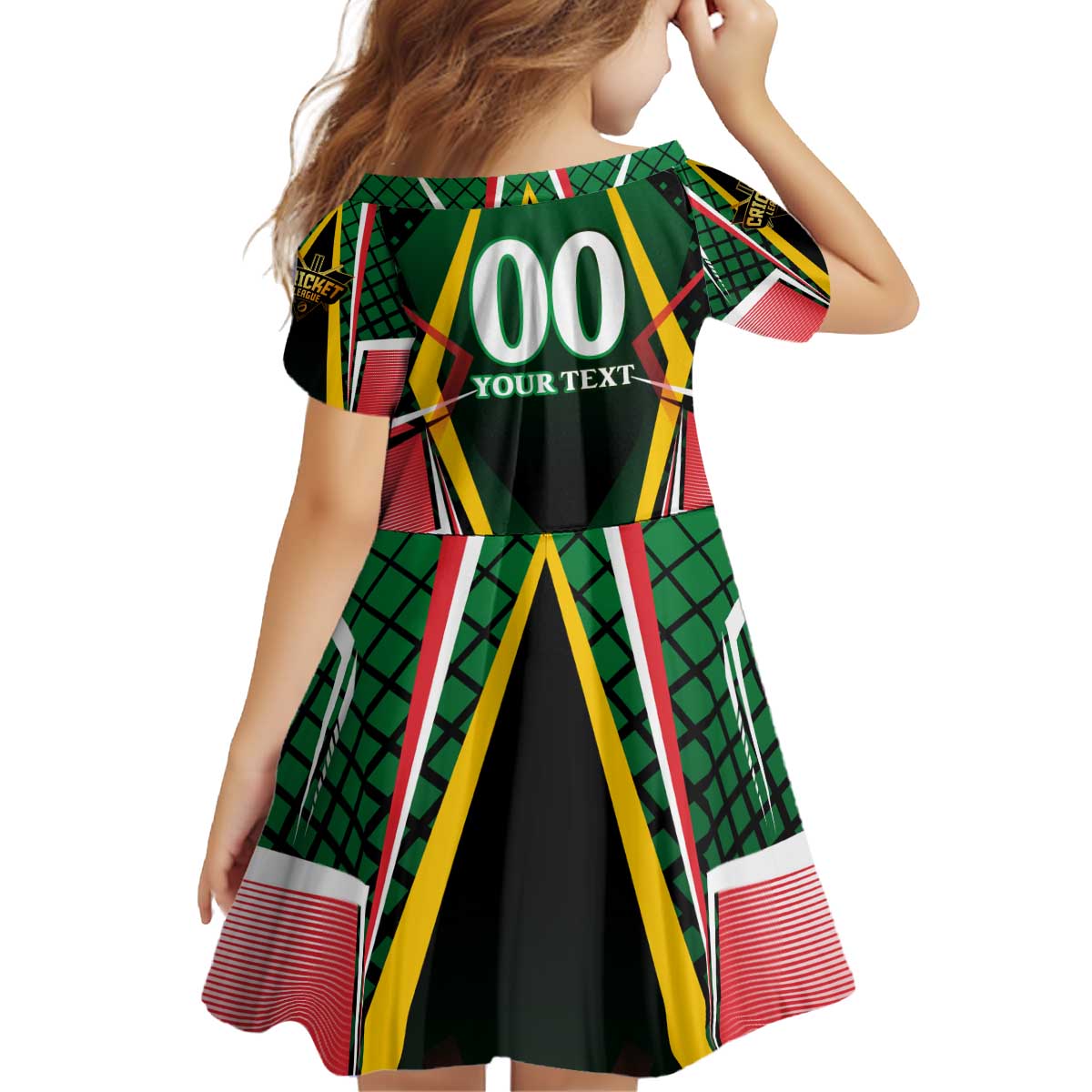 Personalised St Kitts and Nevis Cricket Patriots Kid Short Sleeve Dress Rising with Caribbean Battlefield