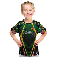 Personalised St Kitts and Nevis Cricket Patriots Kid T Shirt Rising with Caribbean Battlefield