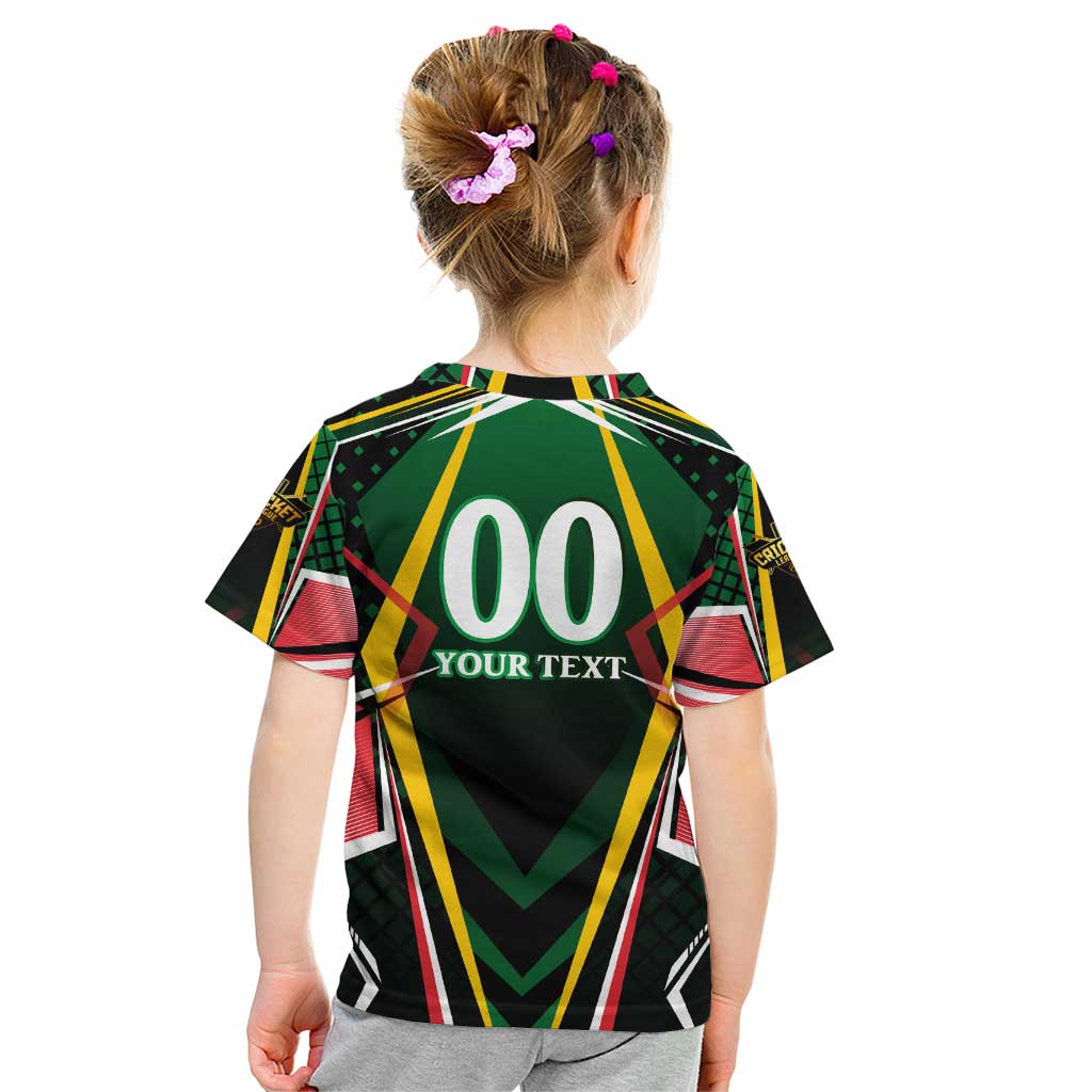 Personalised St Kitts and Nevis Cricket Patriots Kid T Shirt Rising with Caribbean Battlefield