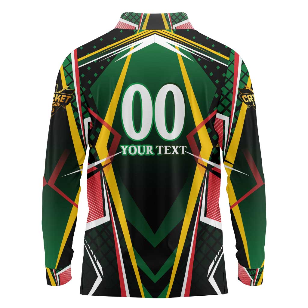 Personalised St Kitts and Nevis Cricket Patriots Long Sleeve Polo Shirt Rising with Caribbean Battlefield