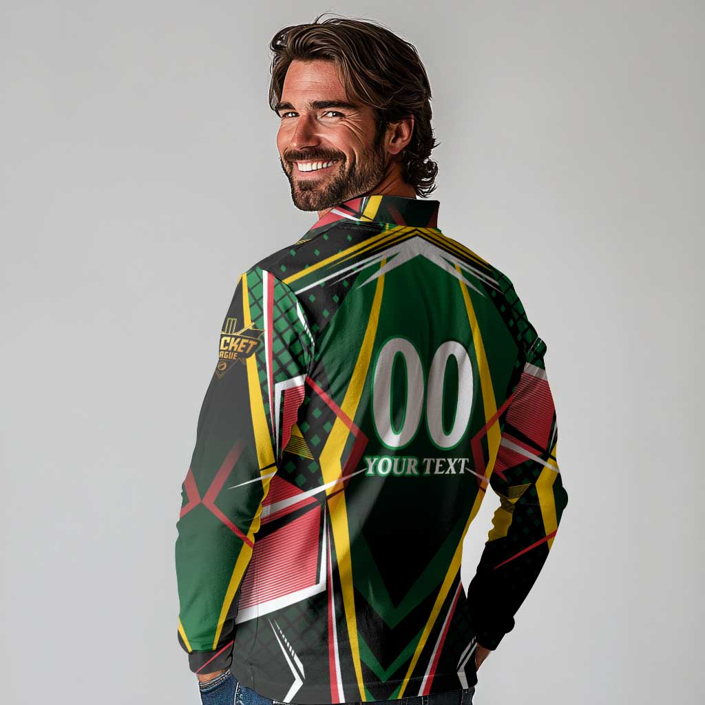 Personalised St Kitts and Nevis Cricket Patriots Long Sleeve Polo Shirt Rising with Caribbean Battlefield
