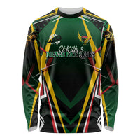 Personalised St Kitts and Nevis Cricket Patriots Long Sleeve Shirt Rising with Caribbean Battlefield