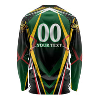Personalised St Kitts and Nevis Cricket Patriots Long Sleeve Shirt Rising with Caribbean Battlefield