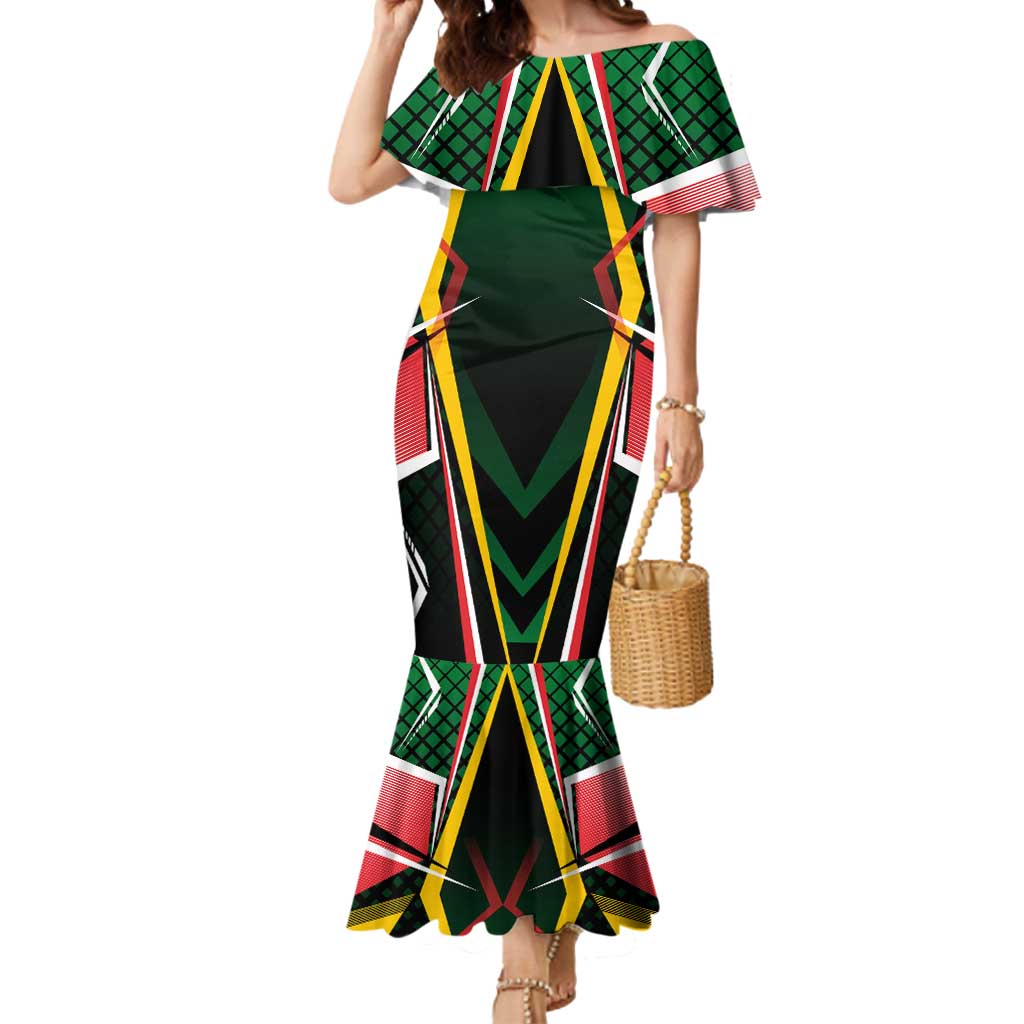 Personalised St Kitts and Nevis Cricket Patriots Mermaid Dress Rising with Caribbean Battlefield