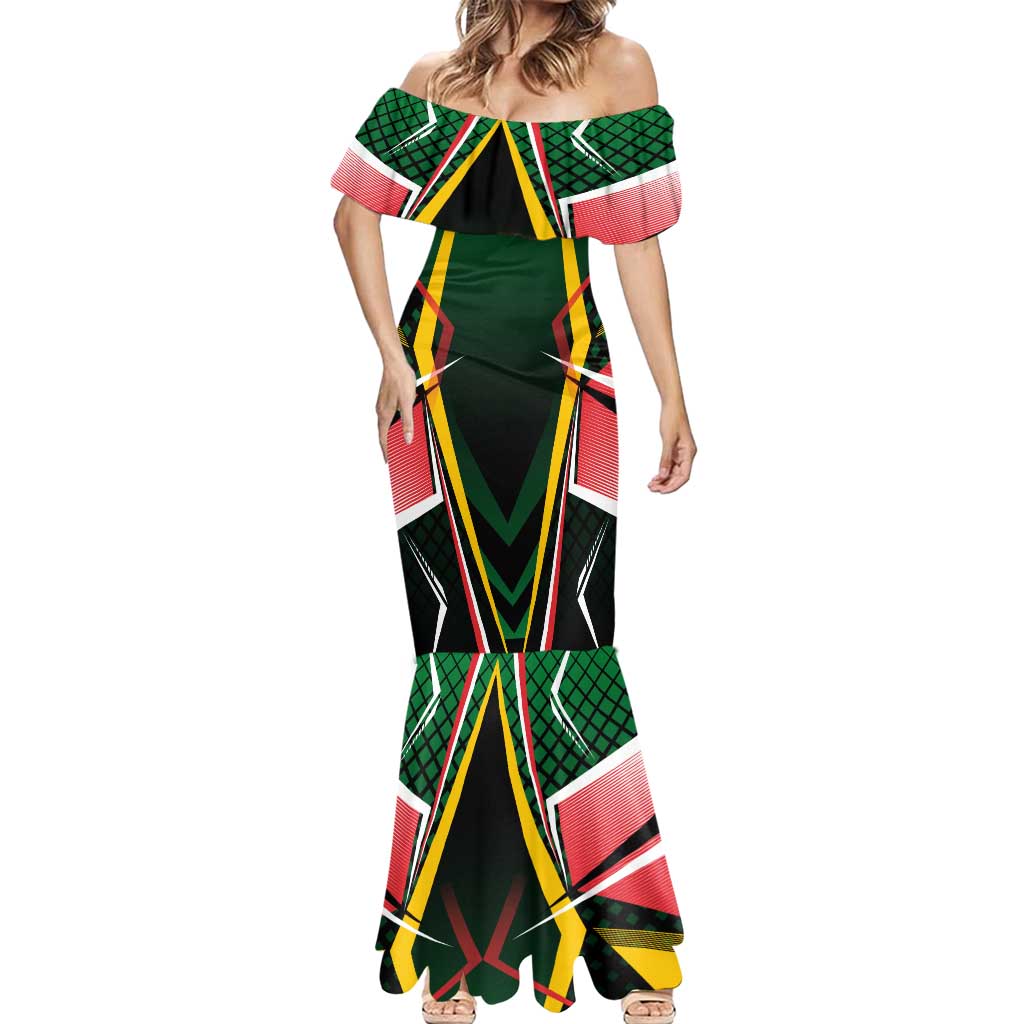 Personalised St Kitts and Nevis Cricket Patriots Mermaid Dress Rising with Caribbean Battlefield