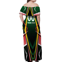Personalised St Kitts and Nevis Cricket Patriots Off Shoulder Maxi Dress Rising with Caribbean Battlefield