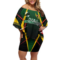 Personalised St Kitts and Nevis Cricket Patriots Off Shoulder Short Dress Rising with Caribbean Battlefield