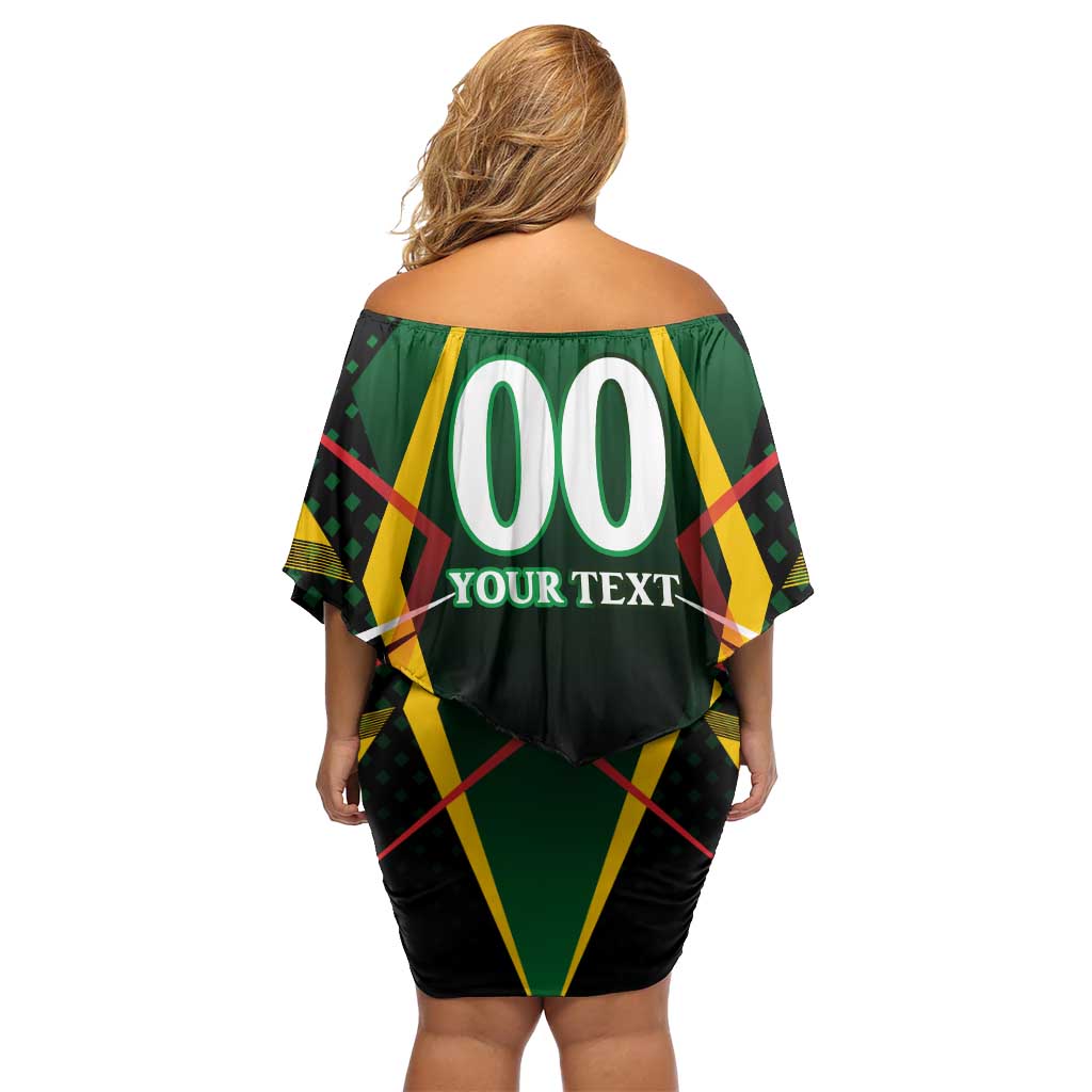 Personalised St Kitts and Nevis Cricket Patriots Off Shoulder Short Dress Rising with Caribbean Battlefield