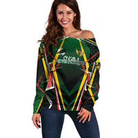 Personalised St Kitts and Nevis Cricket Patriots Off Shoulder Sweater Rising with Caribbean Battlefield