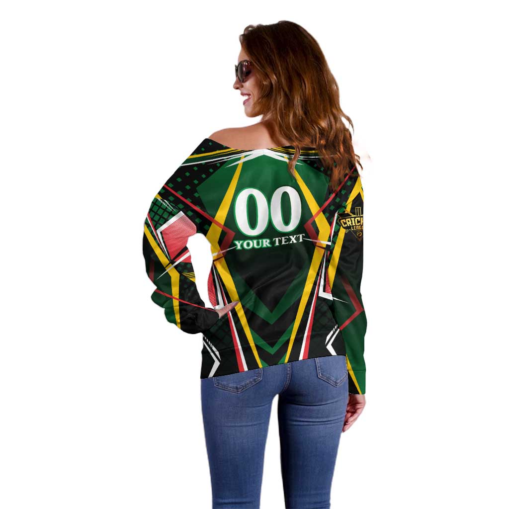 Personalised St Kitts and Nevis Cricket Patriots Off Shoulder Sweater Rising with Caribbean Battlefield