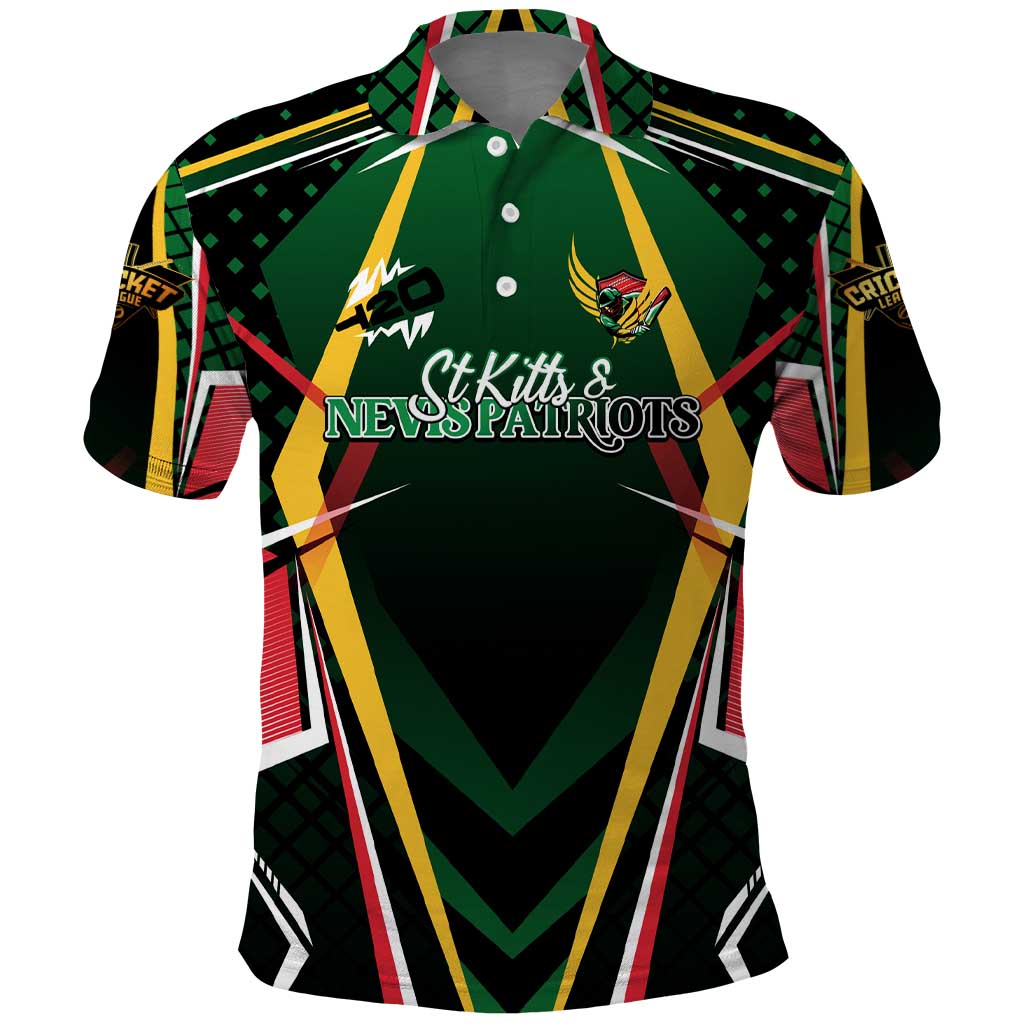 Personalised St Kitts and Nevis Cricket Patriots Polo Shirt Rising with Caribbean Battlefield