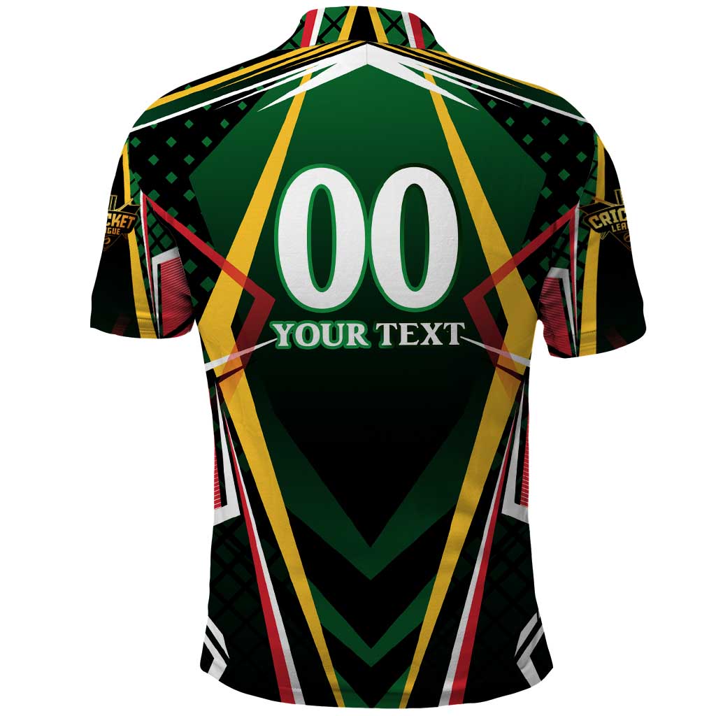 Personalised St Kitts and Nevis Cricket Patriots Polo Shirt Rising with Caribbean Battlefield