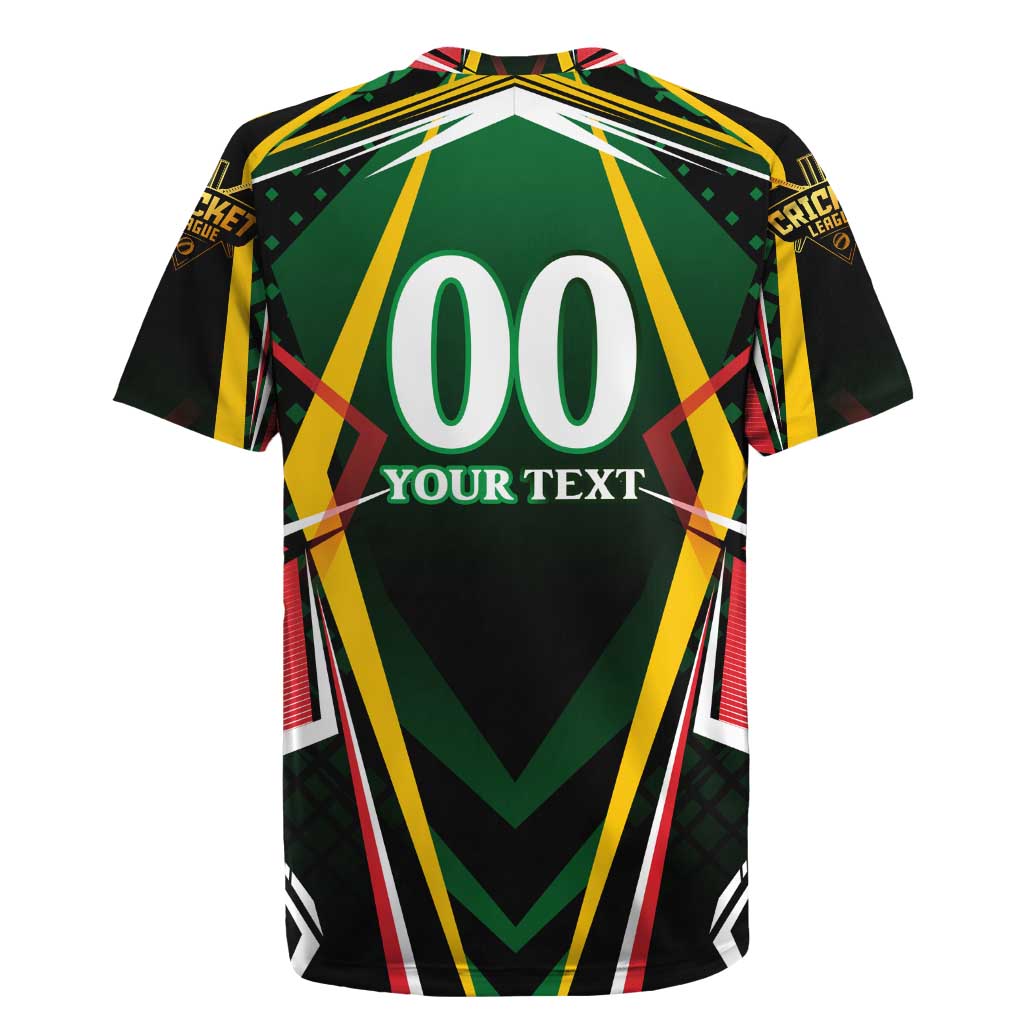 Personalised St Kitts and Nevis Cricket Patriots Rugby Jersey Rising with Caribbean Battlefield