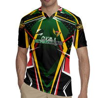 Personalised St Kitts and Nevis Cricket Patriots Rugby Jersey Rising with Caribbean Battlefield