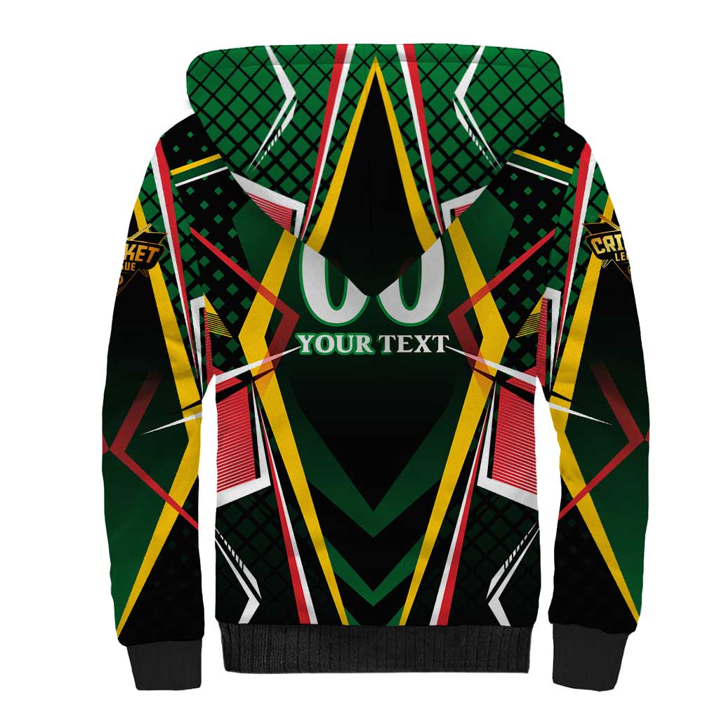 Personalised St Kitts and Nevis Cricket Patriots Sherpa Hoodie Rising with Caribbean Battlefield
