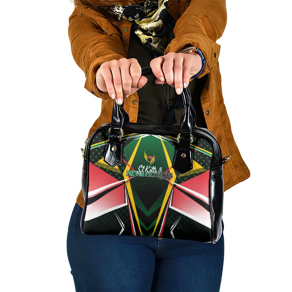 St Kitts and Nevis Cricket Patriots Shoulder Handbag Rising with Caribbean Battlefield