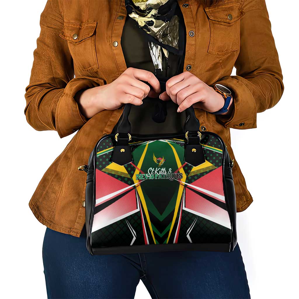 St Kitts and Nevis Cricket Patriots Shoulder Handbag Rising with Caribbean Battlefield