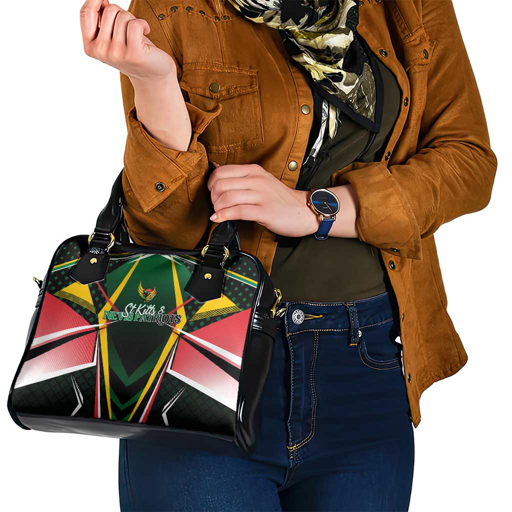 St Kitts and Nevis Cricket Patriots Shoulder Handbag Rising with Caribbean Battlefield