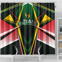 St Kitts and Nevis Cricket Patriots Shower Curtain Rising with Caribbean Battlefield