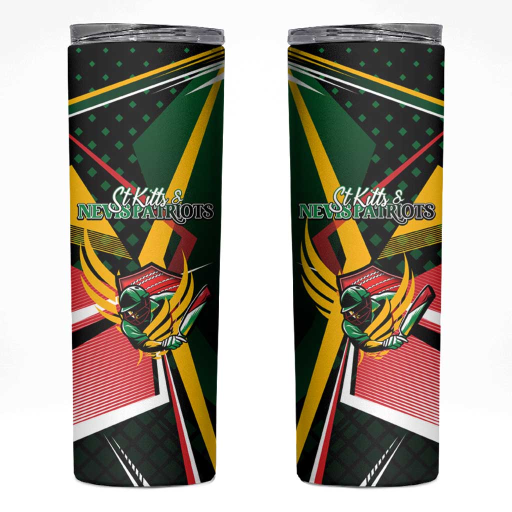 St Kitts and Nevis Cricket Patriots Skinny Tumbler Rising with Caribbean Battlefield