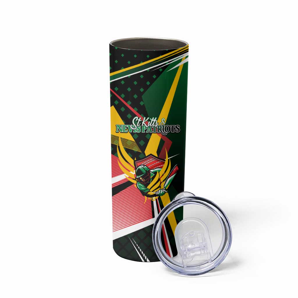St Kitts and Nevis Cricket Patriots Skinny Tumbler Rising with Caribbean Battlefield