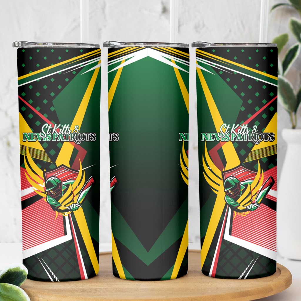 St Kitts and Nevis Cricket Patriots Skinny Tumbler Rising with Caribbean Battlefield