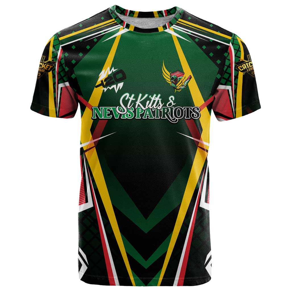 Personalised St Kitts and Nevis Cricket Patriots T Shirt Rising with Caribbean Battlefield