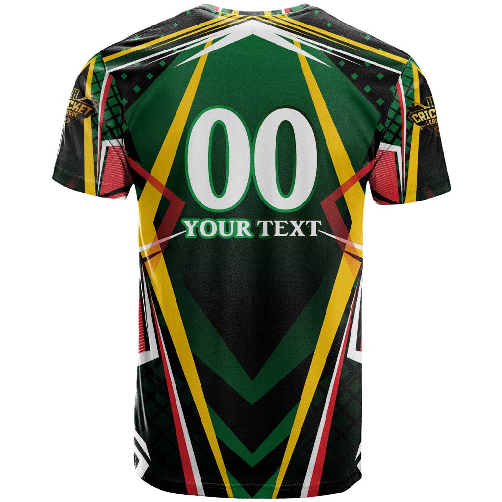 Personalised St Kitts and Nevis Cricket Patriots T Shirt Rising with Caribbean Battlefield