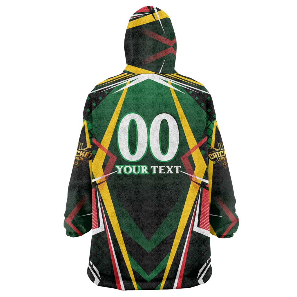 Personalised St Kitts and Nevis Cricket Patriots Wearable Blanket Hoodie Rising with Caribbean Battlefield
