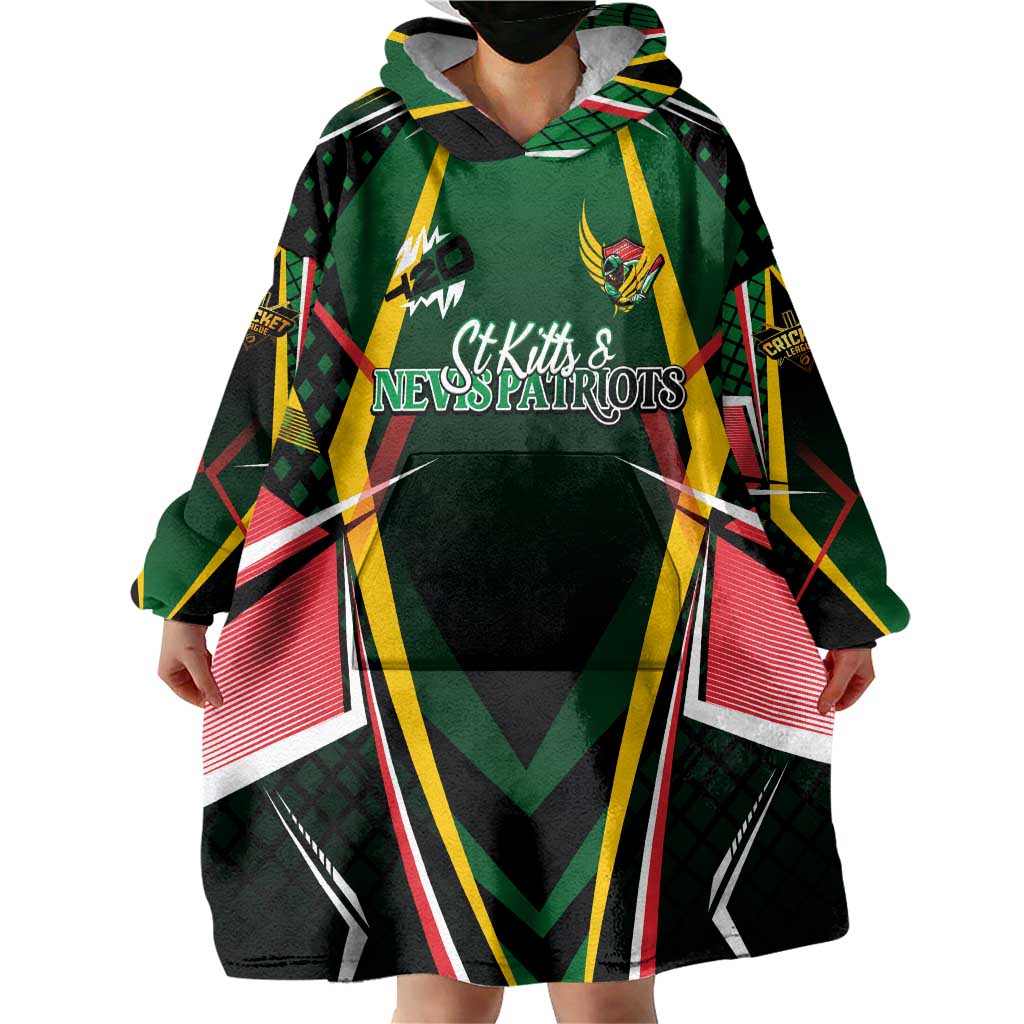 Personalised St Kitts and Nevis Cricket Patriots Wearable Blanket Hoodie Rising with Caribbean Battlefield