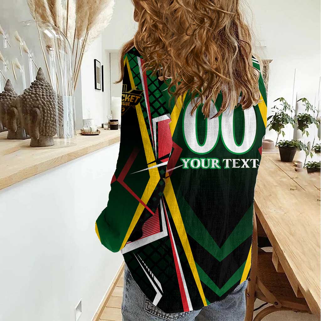 Personalised St Kitts and Nevis Cricket Patriots Women Casual Shirt Rising with Caribbean Battlefield