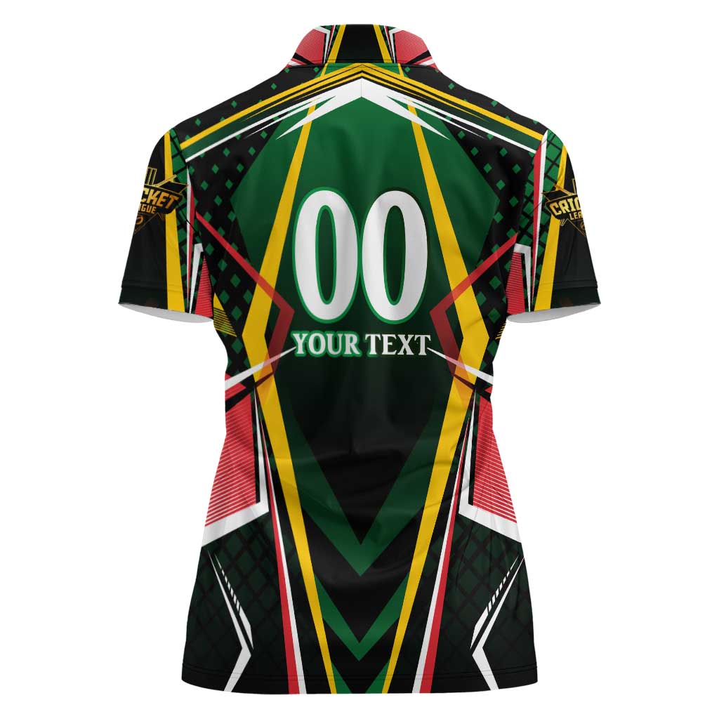 Personalised St Kitts and Nevis Cricket Patriots Women Polo Shirt Rising with Caribbean Battlefield
