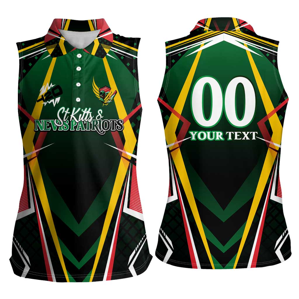 Personalised St Kitts and Nevis Cricket Patriots Women Sleeveless Polo Shirt Rising with Caribbean Battlefield