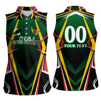Personalised St Kitts and Nevis Cricket Patriots Women Sleeveless Polo Shirt Rising with Caribbean Battlefield
