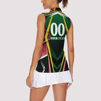 Personalised St Kitts and Nevis Cricket Patriots Women Sleeveless Polo Shirt Rising with Caribbean Battlefield