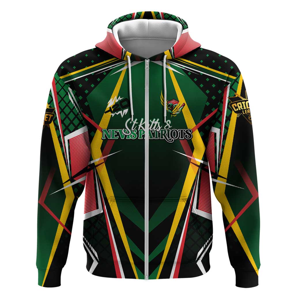 Personalised St Kitts and Nevis Cricket Patriots Zip Hoodie Rising with Caribbean Battlefield