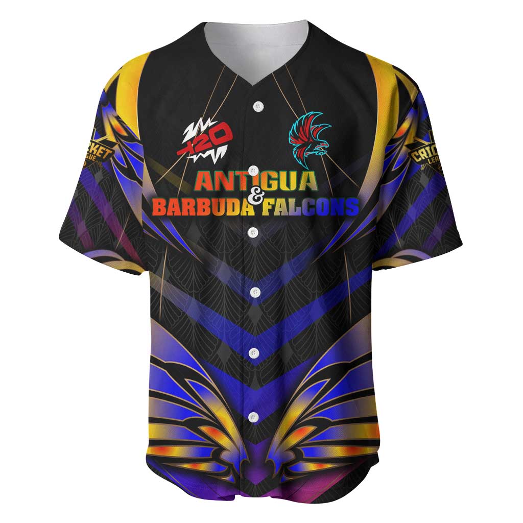 Personalised Antigua and Barbuda Cricket Falcons Baseball Jersey Wings of Glory