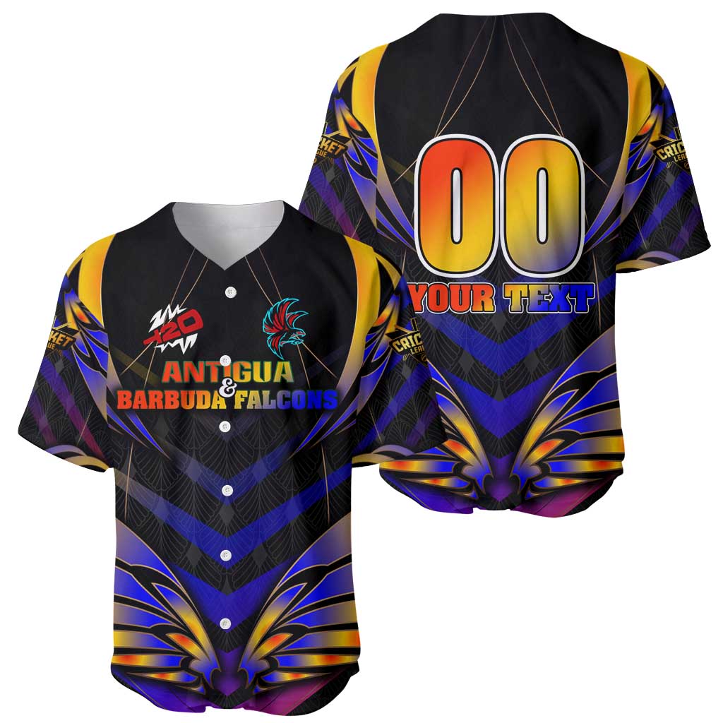 Personalised Antigua and Barbuda Cricket Falcons Baseball Jersey Wings of Glory