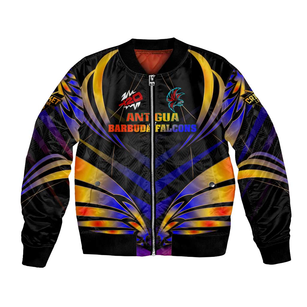 Personalised Antigua and Barbuda Cricket Falcons Bomber Jacket Wings of Glory