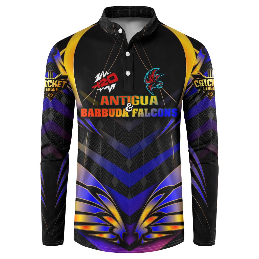 Personalised Antigua and Barbuda Cricket Falcons Button Sweatshirt Wings of Glory
