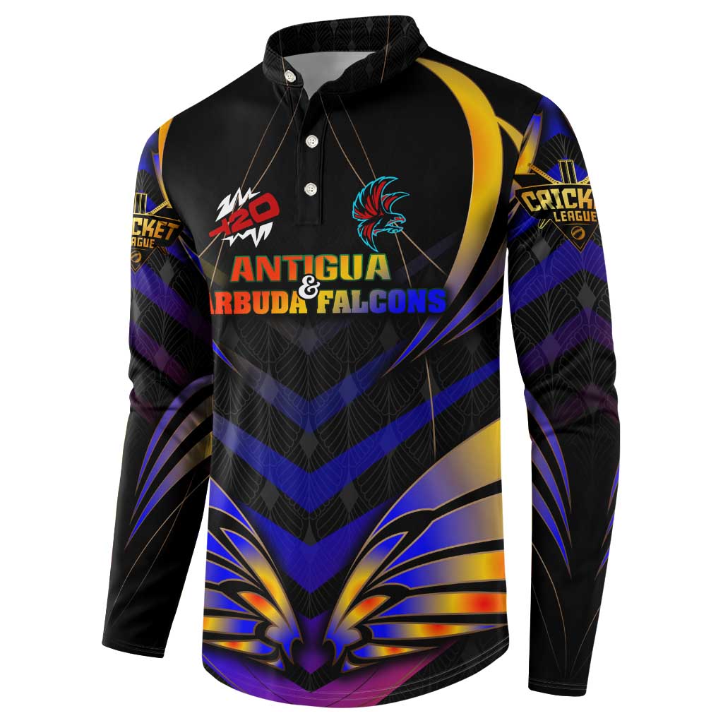 Personalised Antigua and Barbuda Cricket Falcons Button Sweatshirt Wings of Glory