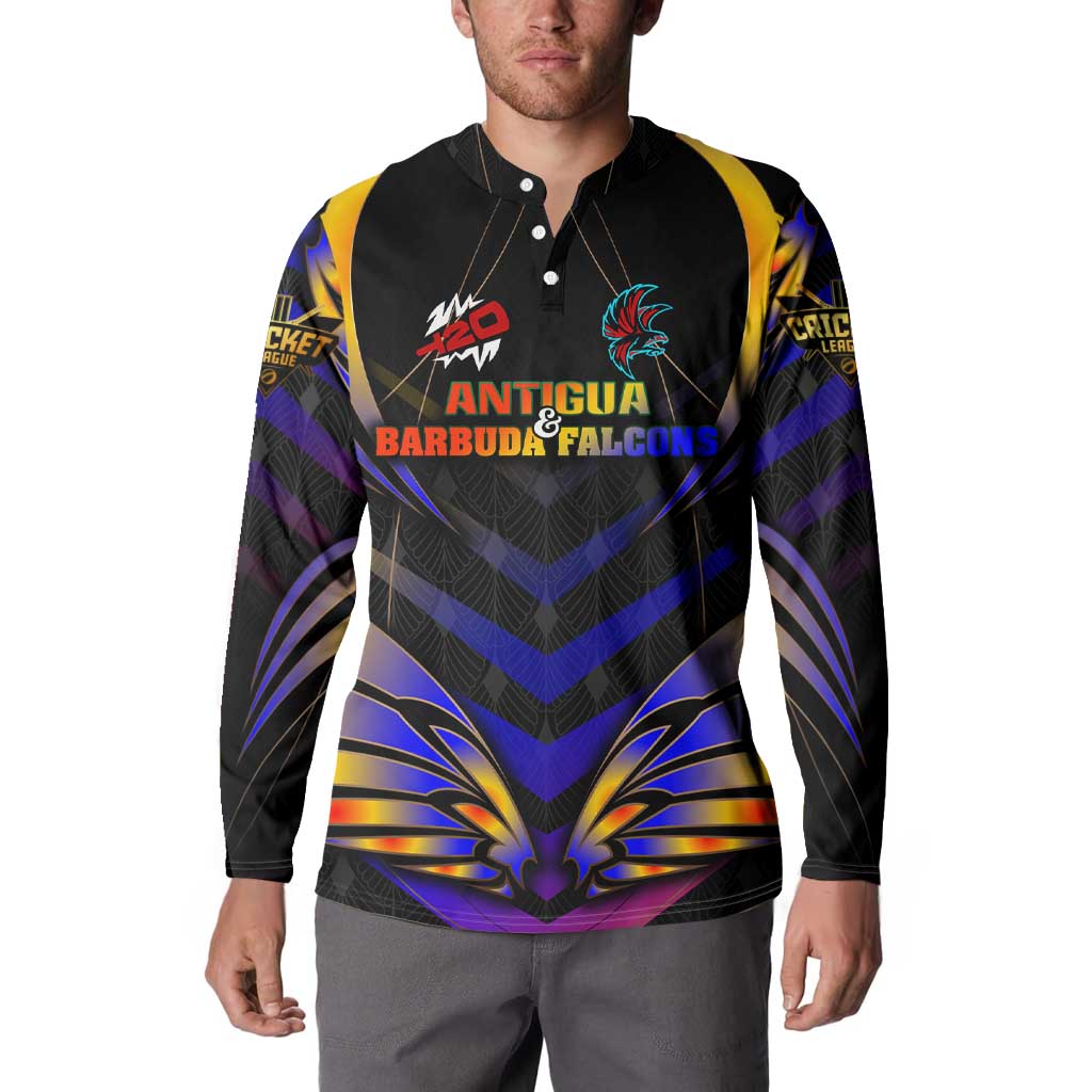 Personalised Antigua and Barbuda Cricket Falcons Button Sweatshirt Wings of Glory