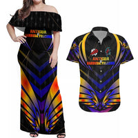 Personalised Antigua and Barbuda Cricket Falcons Couples Matching Off Shoulder Maxi Dress and Hawaiian Shirt Wings of Glory