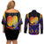 Personalised Antigua and Barbuda Cricket Falcons Couples Matching Off Shoulder Short Dress and Long Sleeve Button Shirt Wings of Glory