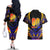 Personalised Antigua and Barbuda Cricket Falcons Couples Matching Off The Shoulder Long Sleeve Dress and Hawaiian Shirt Wings of Glory