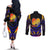 Personalised Antigua and Barbuda Cricket Falcons Couples Matching Off The Shoulder Long Sleeve Dress and Long Sleeve Button Shirt Wings of Glory