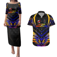 Personalised Antigua and Barbuda Cricket Falcons Couples Matching Puletasi and Hawaiian Shirt Wings of Glory