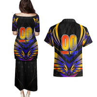 Personalised Antigua and Barbuda Cricket Falcons Couples Matching Puletasi and Hawaiian Shirt Wings of Glory