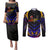 Personalised Antigua and Barbuda Cricket Falcons Couples Matching Puletasi and Long Sleeve Button Shirt Wings of Glory